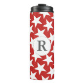Cute Modern White Stars Monogram Thermosbeker (Voorkant)