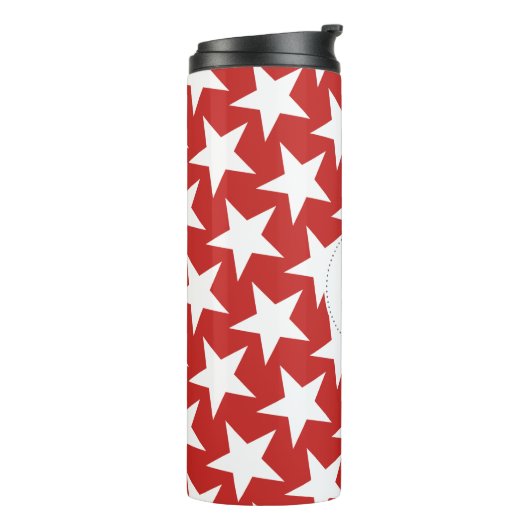 Cute Modern White Stars Monogram Thermosbeker (Gedraaid links)