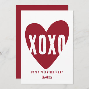 Cute Modern XOXO Heart Personalized Valentijnse Feestdagenkaart