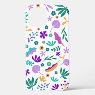 Cute Moderne Bloemen en Bladeren iPhone 12 Pro Hoesje