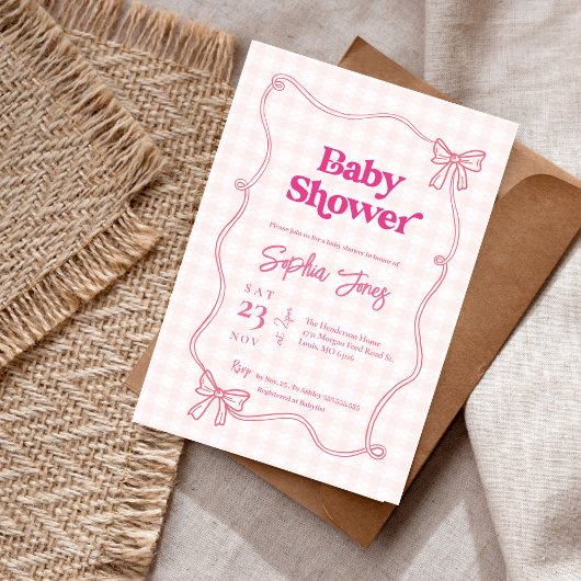 Cute Moderne Bow Baby shower Invitation