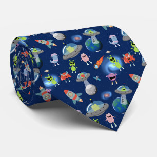 Cute Moderne Buitenaardse Monsters Ruimte Kinderen Stropdas
