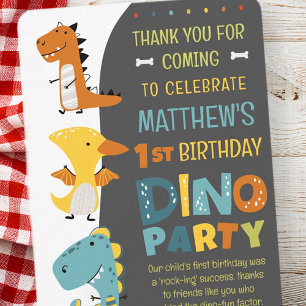 Cute Moderne Dino Dinosaur Kinderverjaardagsfeestj Bedankkaart
