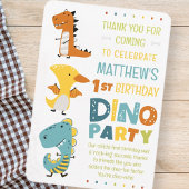 Cute Moderne Dino Dinosaur Kinderverjaardagsfeestj Bedankkaart