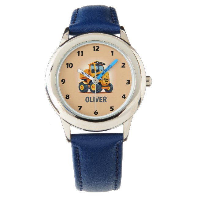 Cute moderne gele bouwtruck horloge (Voorkant)