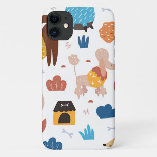 Cute moderne honden patroonhonden iPhone 11 hoesje