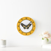 Cute Moderne Photography Butterfly Yellow Ronde Klok (Huis)