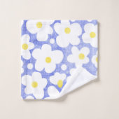 Cute Moderne Retro Daisy Bleu (Gant de toilette)