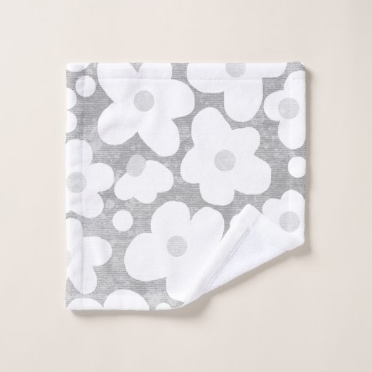 Cute Moderne Retro Daisy Gris (Gant de toilette)