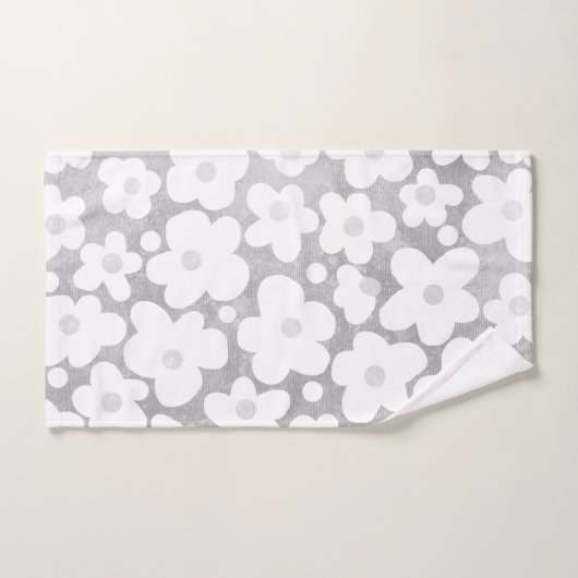Cute Moderne Retro Daisy Gris (Serviette à main)