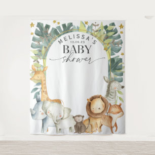 Cute Moderne Safari Jungle Baby Shower achtergrond Wandkleed