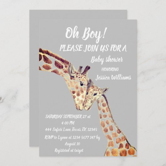 Cute Moeder Baby Boy Giraffe Safari Boho Animals Kaart (Voorkant / Achterkant)