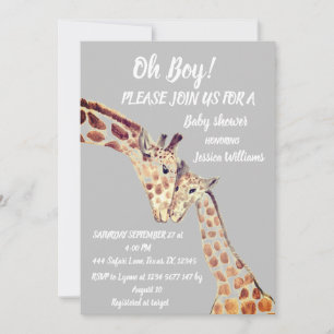 Cute Moeder Baby Boy Giraffe Safari Boho Animals Kaart