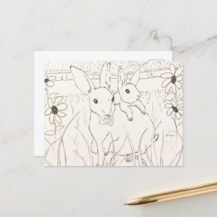 Cute Moeder Baby Bunny Rabbits Briefkaart