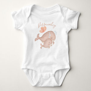 Cute Moeder Baby Whales Love Hearts Personated Romper