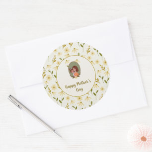 Cute Moeder & Child Illustration Moederdag Ronde Sticker