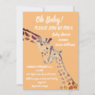 Cute Moeder Giraffe Safari Boho Animals Invit Kaart
