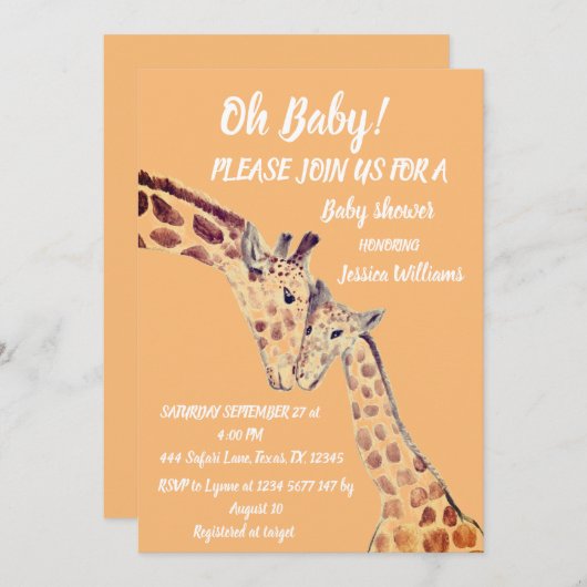 Cute Moeder Giraffe Safari Boho Animals Invit Kaart (Voorkant / Achterkant)