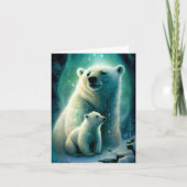 Cute Moeder Polar Beer en Cub Illustration Kaart (Voorkant)