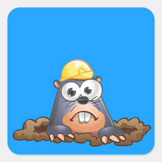Cute Mole Digging Cartoon Vierkante Sticker (Voorkant)