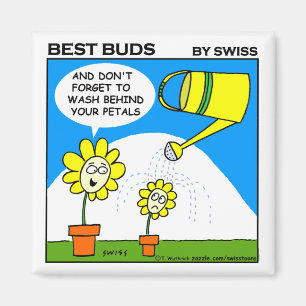 Cute Mom and Kids Bathtime Cartoon Flowers Magneet