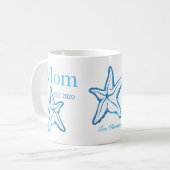 Cute Mom Blue Starfish Beachy Coffee Mug (Devant gauche)