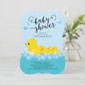 Cute Mom Canard & Triplets Baby shower Invitation (Debout devant)