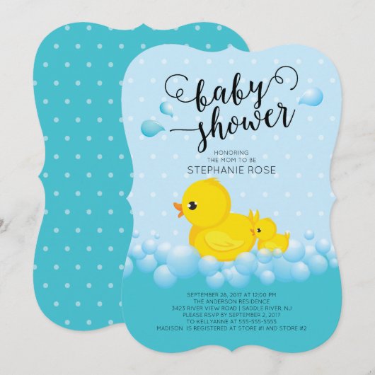 Cute Mom Duck & Baby shower Invitation (Devant / Derrière)