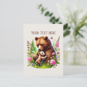 Cute Momma baby bear add text Briefkaart (Staand voorkant)