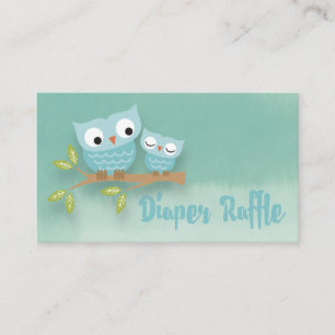 Cute Momma Owl and Baby Owl Diaper Raffle Ticket Informatiekaartje