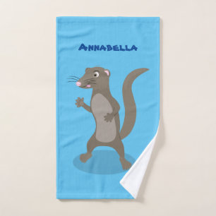 Cute mongoose cartoon illustratie bad handdoek