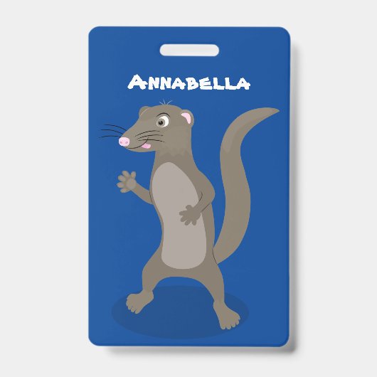 Cute mongoose cartoon illustratie badge (Voorzijde)