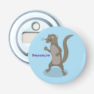 Cute mongoose cartoon illustratie button flesopener