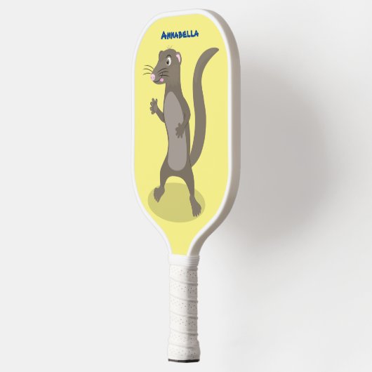 Cute mongoose cartoon illustratie pickleball paddle (Links)