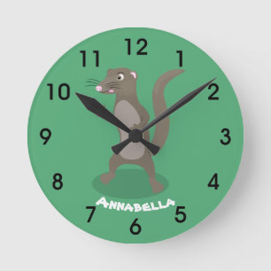 Cute mongoose cartoon illustratie ronde klok