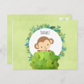 Cute Monkey achter een Struik Party Dank u Briefkaart (Voorkant / Achterkant)