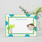 Cute Monkey Aqua Jaune Dot Anniversaire Merci (Debout devant)