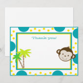 Cute Monkey Aqua Jaune Dot Anniversaire Merci (Devant / Derrière)