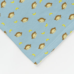 Cute Monkey Banana Pattern Fleece Blanket Deken