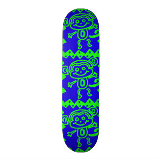 Cute Monkey Blue Lime Green Animal Patroon Skateboard