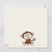 Cute Monkey Boy Baby shower Invitation Kaart (Achterkant)