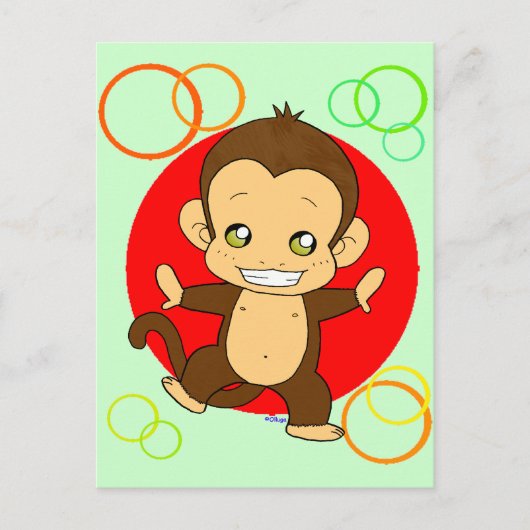 Cute Monkey Briefkaart (Voorkant)