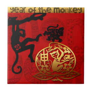 Cute Monkey Chinese Year Zodiac Birthday Tile Tegeltje