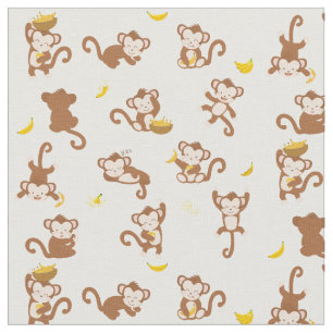 Cute Monkey en Bananas Pattern Stof
