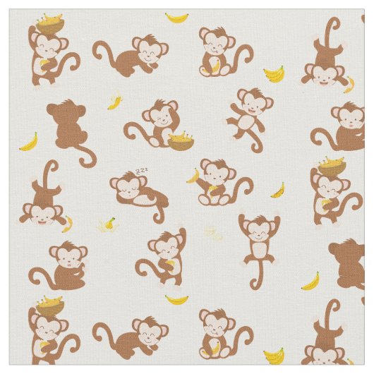 Cute Monkey en Bananas Pattern Stof (Close Up)