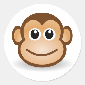 Cute Monkey Face Ronde Sticker