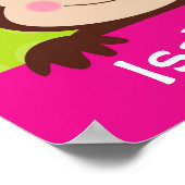 Cute Monkey, gepersonaliseerde naam Art Print girl (Hoek)