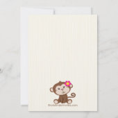 Cute Monkey Girl Baby shower Invitation Kaart (Achterkant)