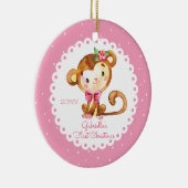 Cute Monkey Girl Baby's First Kerstversiering Keramisch Ornament (Rechts)