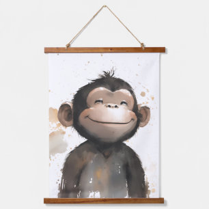 Cute Monkey Hangend Wandkleed